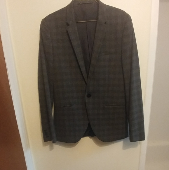 H&M Dark Gray Checked Oversized Blazer Jacket - Picture 14 of 14